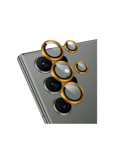 Noktaks - Samsung Galaxy Uyumlu Galaxy S24 Ultra - Kamera Lens Koruyucu Safir Parmak İzi Bırakmayan Anti-reflective Cl-12 - Turuncu