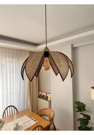 Modern Hazeran Görünümlü Yapraklı Çiçek Şeklinde Bohem Rustik Avize - Kahverengi Kahverengi