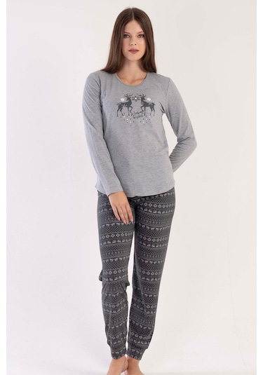 Kadın Uzun Kol Antrasit Pijama Takımı C3t0n4o090 001