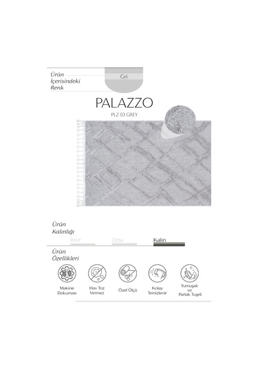 Cool Halı Palazzo Gri Mutfak Halısı Yumuşak Bukle Tezgah Önü Leke Tutmaz İskandinav Kabartmalı Halı