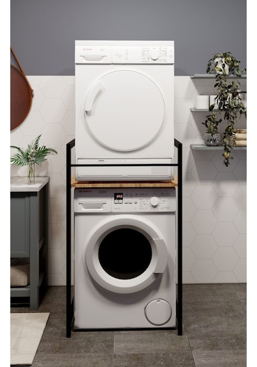 Çamaşır Makinası Ve Kurutma Makinası Rafı Çamaşır Makinası Üstü Banyo Düzenleyici Raf Kahverengi