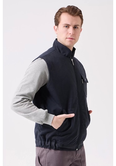 Kışlık Gabardin Yelek Erkek İş Güvenliği Galanthus Outdoor Sıcak Tutucu Rüzgar Geçirmez Lacivert