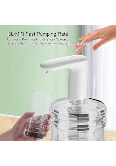 Jms Su Şişesi Pompası Taşınabilir Elektrikli Su Sebili Usb Şarj 2 Çalışma Modu 5 Galon Otomatik Siyah
