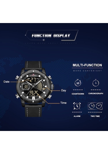 Erkek Saat İş Çok Fonksiyonlu Su Geçirmez Saatler Kuvars Saat Siyah&gri Diğer