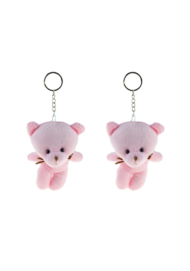 Pelüş Ayıcık Anahtarlık İkili Set Pembe 12 Cm