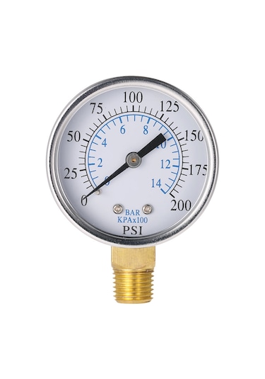 Kosona 50mm 1/4" Npt Hidrolik Manometre, 0-200psi/0-14bar Çift Ölçekli İğne, Sabit Performanslı, Yan/arka Montaj Opsiyonu Ts-50-14