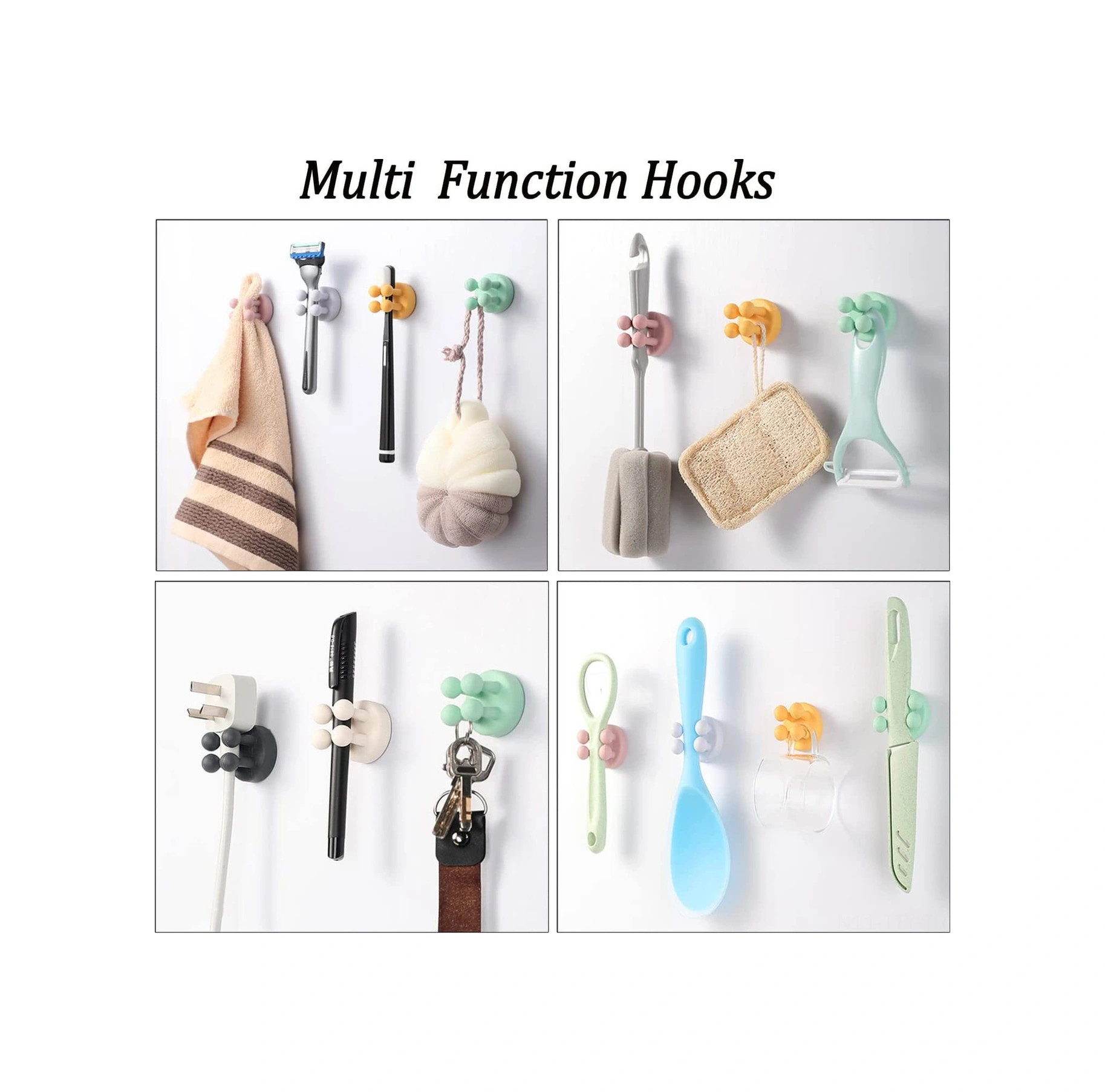 Dianziye Otomatik Yapışkan Silikon Çok Amaçlı Duvar Demiri 6 Adet - Siyah/beyaz - Düz Yüzeyler İçin Siyah