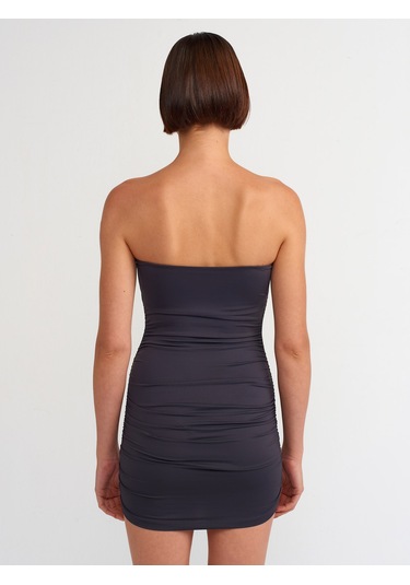 Dilvin Straplez Poliamid Elbise Antrasit