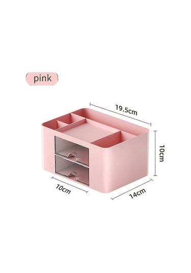 2 Adet Şeffaf Çekmeceli Saklama Kutusu, Pembe+mavi