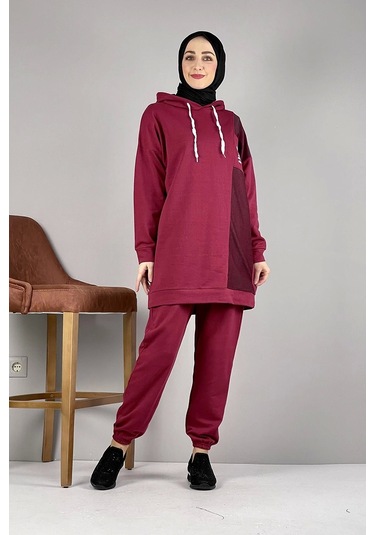 Moda Çizgi Tesettür Takım Bordo