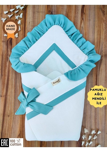 Bebek Battaniyesi Kundağı %100 Pamuklu İnci Waffle Kumaş Yenidoğan Hastane Çıkışı Hediyelik Örtü Yeşil