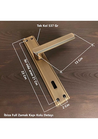 İbiza Mat Antik Sarı Full Zamak Elegant Aynalı Oda Kapı Kolu 1 Takım