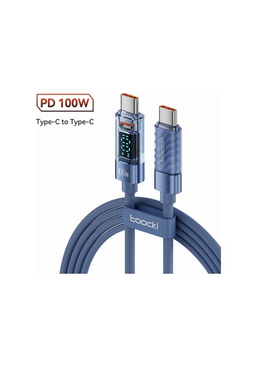 Toocki Toocki 100w Usb C Kablo - Tablet Ve Dizüstü Bilgisayar İçin Pd60w Hızlı Şarj, Dijital Ekranlı Tip C Usb Veri Kablosugökyüzü Mavi1m