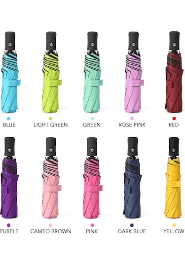 Springsun Otomatik Açılır-kapanır Siyah Jelli Güneş/yağmur Şemsiyesi 8 Kemiği Üç Katlı İş Salonu Güneş Engeli Mor