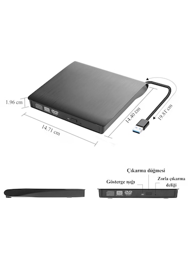 Harici Usb 3.0 Dvd Rw Sürücü Tak Çalıştır Windows Mac Uyumlu