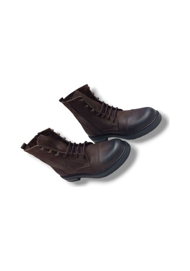 Growish Gr0254 Hakiki Greyzır Deri Kaydırmaz Kauçuk Taban Erkek Yüksek Bot Kahverengi