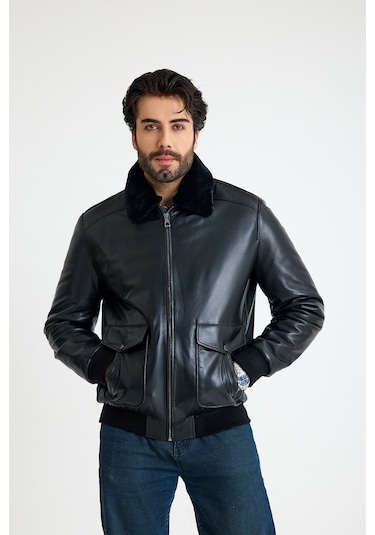 Franko Armondi Pi Lot Model Erkek Deri Ceket E71-klj-2071 Siyah
