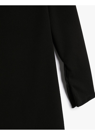 Koton Polo Yaka Elbise Bodycon Düğmeli Uzun Kollu Siyah 4sak80342ek
