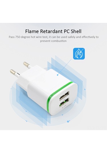 Hombey Beyaz 5v 2.1a Usb Çift Portlu Hızlı Şarj Aleti, Akıllı Koruma, Hafif, Taşınabilir, Avrupa Standartı