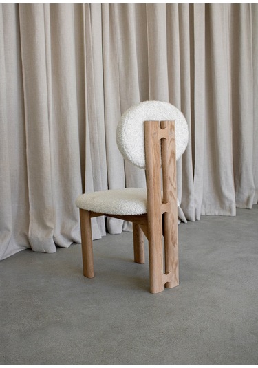 Coco İskandinav Teddy Natural Ahşap Bohem Sandalye Natural - Antrasit