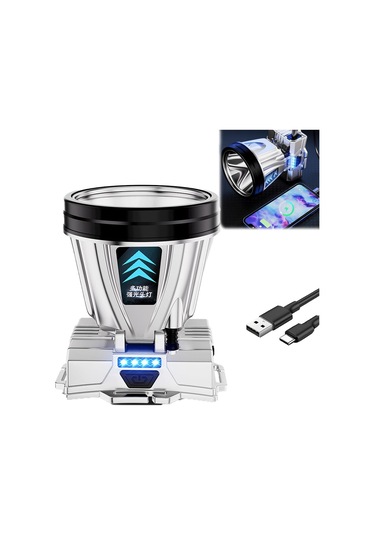Ximistore9 Yüksek Parlaklık Şarj Edilebilir Entegre Batarya Ve Güç Göstergeli 32 Led Zoomlu, Isıya Dayanıklı, Su Geçirmez Kafa Feneri Gümüş Diğer