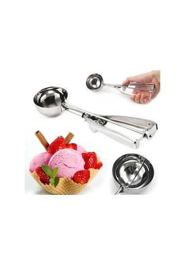 Paslanmaz Çelik Çek Bırak Dondurma Kepçesi Dondurma Servis Kaşığı Gümüş