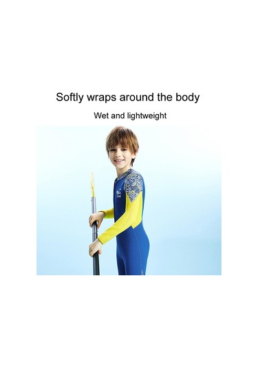 Dalış Ve Yelken 2.5 Mm Çocuk Kalınlaşmış Sıcak Tek Parça Uzun Kollu Wetsuit Anti-soğuk Şnorkel Sörf Elbisesi Mavi