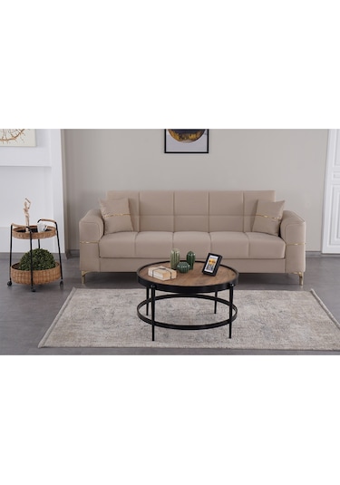 Kilim Mobilya Vogel 3 Kişilik Yüksek Ayaklı Koltuk - Kanepe Krem