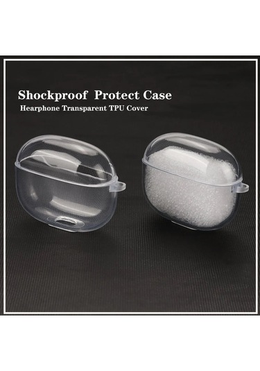 Huawei Freeclip 2 Kulaklık Uyumlu Mat Silikon Kılıf + Kanca Şeffaf