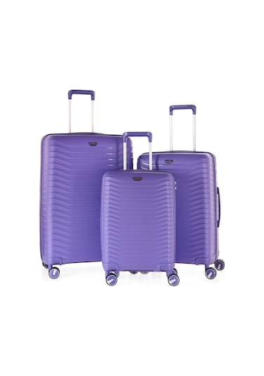 Ultra Dayanıklı 3'lü Set Valiz & Bavul Mor-1392 Mor