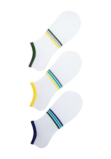 The Socks Company 3 Çift Erkek Patik Çorap 23SDCR159P Beyaz - Gri