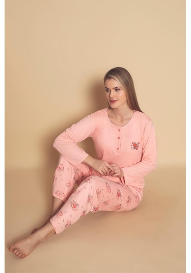 Yüksek Kalite Bambu İnterlok Kadın Pijama Takımı P5046 SOMON