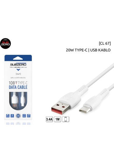 Subzero Cl67 3.4a Type-c Hızlı Sarj Data Kablosu