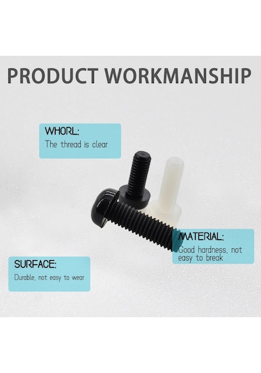 M2 M2.5 M3 M4 M5 Phillips Çapraz Naylon Pan Kafa Makinesi Vida Metrik Konu Black M2x15 50pcs M2.5 x 12 MM