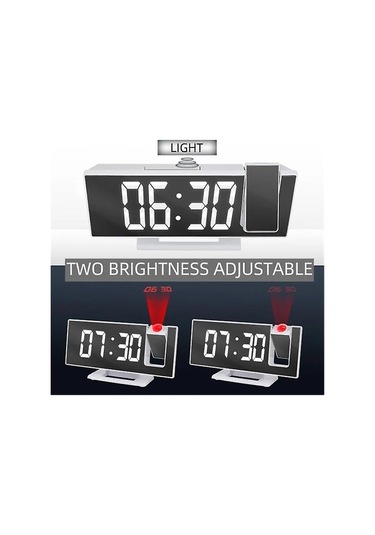 Led Dijital Çalar Saat Projeksiyon Saati Projektör Tavan Saati Zaman Sıcaklık Göstergesi Arka Aydınlatma Erteleme Saati Ev İçin Beyaz Kırmızı Diğer