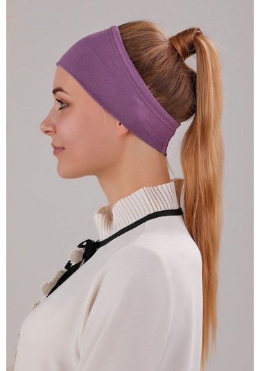 Sihirli Yapışkanlı Kaymayan Bandana Spor Bone Mor Mor