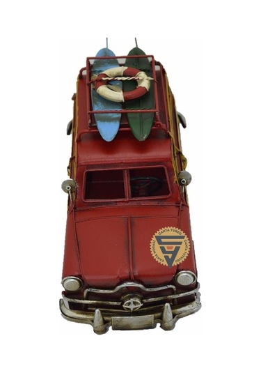 Dekoratif Nostaljik Metal Land Rover Rustik Otomobil Kırmızı