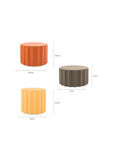 Mechanic Renkli Sehpa Takımı Rehome Beyaz - Turuncu