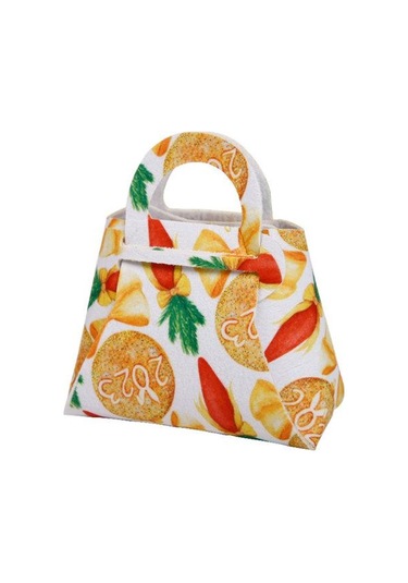 Turuncu Paskalya Çanta Temizle Baskı Keçe Sevimli Havuç Tavşan Desen Dıy Şeker Ambalaj Tote Çanta Ev Dekor Turuncu