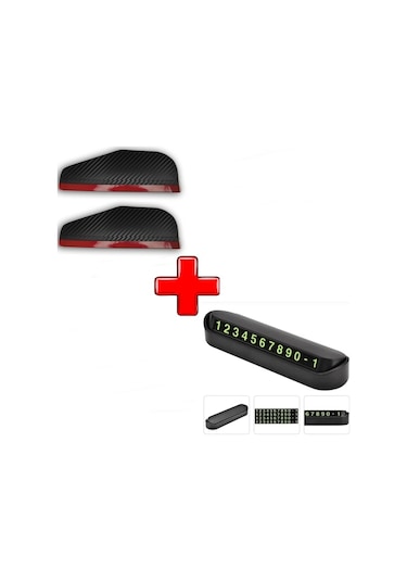 Opel Combo İle Uyumlu Carbon Ayna Siperlik + Araç Parkmatik Numaratör