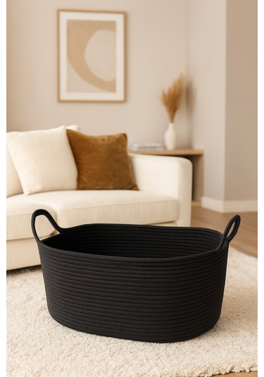 Hasır Jüt Dekoratif Sepet 20x30x50 Cm, Oyuncak, Çamaşır, Banyo, Mutfak Ve Düzenleyici Saklama Sepeti Antrasit