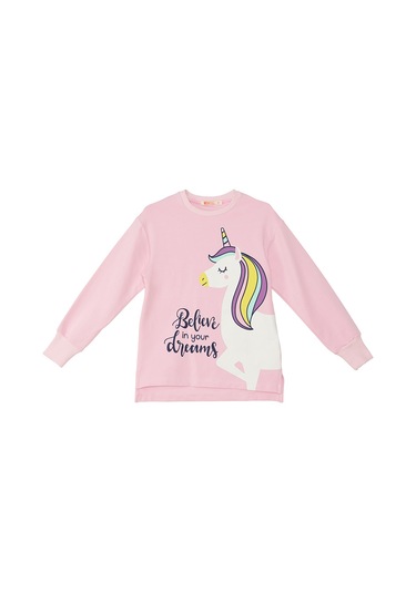 Denokids Mshb&g Unicorn Kız Çocuk Sweatshirt Tayt Takım Gülkurusu