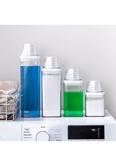 Yifomall Plastik Şeffaf Nem Koruyucu Çamaşır Deterjanı Saklama Kabı, Ölçü Kasesiyle Kapalı Depo Kutusu 700ml Küçük Boy, 72 Adet/kutu Diğer