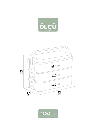 İronika 1260 Ml 3 Katlı Kapaklı Çatal Bıçaklı Beslenme Kutusu Lunch Box Beslenme Kabı - Kahve Kahverengi
