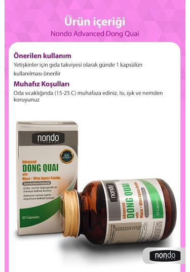 Nondo Advanced Dong Quai With Maca + Vitex Agnus Castus 35 Kapsül