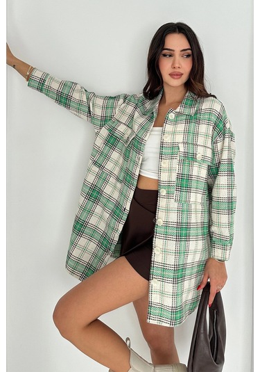 Uzun Oduncu Gömlek Yeşil Yeşil