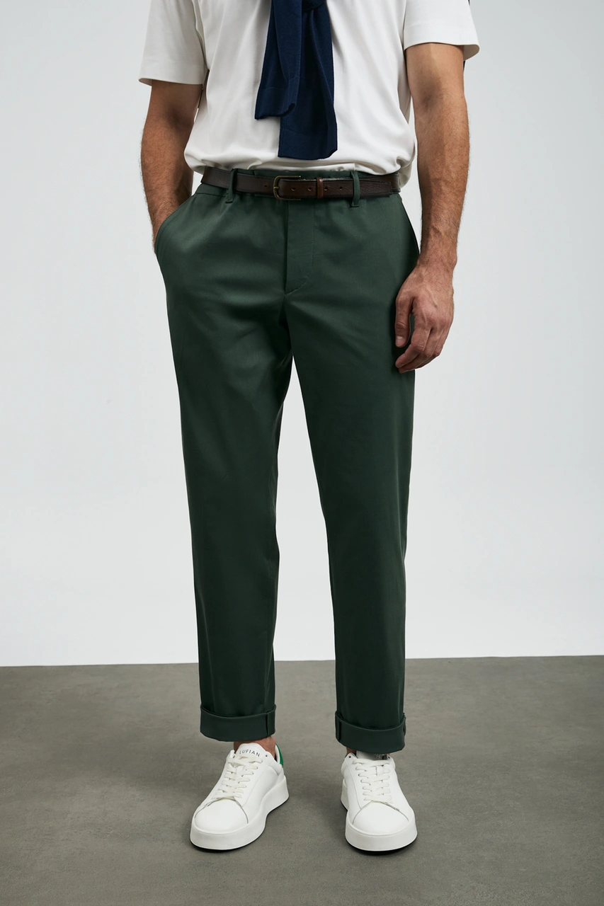 Lufian Rumı Smart Erkek Chino Pantolon Slim Fit Yeşil Yeşil 112190336100600 Yeşil