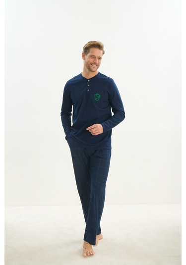 Erkek Uzun Kol Lacivert Pijama Takım C3t1n5o9 001