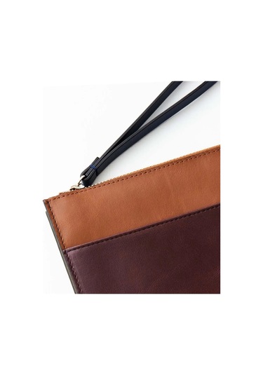 Beverly Hakiki Deri Taba Kahve Kadın Cepli Fermuarlı Rfid Korumalı Portföy Çanta Taba