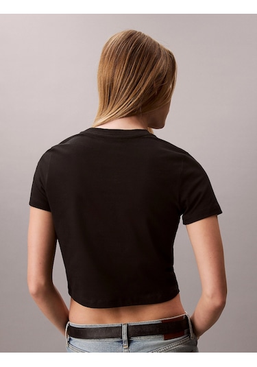Calvin Klein Kısa Kollu Logolu Kısa Kadın Siyah T-shirt Lv047ab213-ub1 Siyah
